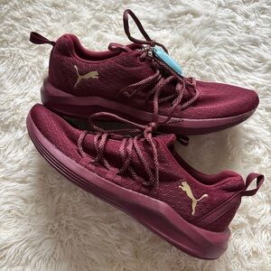 Puma Maroon Athletic Shoes with Gold Accents